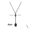 Pendant Necklaces Crown Mini Teapot Necklace Spoon Jewelry Gold Sier Black Colors For Men Women Gift Drop Delivery Pendants Dhfde