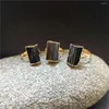 حلقات الكتلة Fuwo Raw Dark Green Green Tourmaline Ring Gold Color Plated Bohemian Crystal Crystal Gems Gems Gift for Women RG046 5pcs/lot