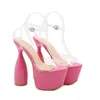 Sandaler damer Skodon sexiga transparenta höga klackar kvinnor plattform gladiator designer block häl sandal rosa skor