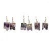Dangle Earrings Pure Gold Color Frame Hook Buckle Natural Rough Purple Voilet Lilac Gem Stone Slice Earring For Women
