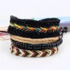 Pulseras con dijes 4 unids/set Boho Gypsy Hippie Punk cuero marrón azul profundo cuentas de madera Beige cordón negro macramé capas apiladas para hombre