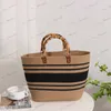 Evening Bags Vintage Striped Str Women Handbags Bamboo Handle Large Basket Bag Cotton Rope Woven Summer Beach Bags Casual Big Bali Purses T230526