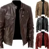 Men's Jackets Black/Brown/Khaki/Red Leather Jacket High Quality Thicken Long-Sleeve For Men Boy Youth