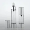 15ml 30ml 50ml Silver Empty Cosmetic Airless Bottle Portable Refillable Airless Bottle For Lotion