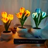 Lampes de table rechargeable tulipe LED fleur lampe atmosphère romantique simulation bureau veilleuse pour la décoration de la maison bureau bar café