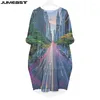 Casual Dresses Jumeast Women 3D Batwing Pocket Dress Plus Size Overdimensionerad landskapslandskap Streetwear Pullover Summer Kirt Nightdress