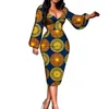 Sprzedaż odzieży etnicznej! Długie puff rękawy Afrykańskie sukienki dla kobiet na lato jesień wiosny materiał mody Lady Prezenta