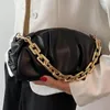 Abendtaschen Wolken Plissee für Frauen Dicke Goldketten Unterarm Umhängetasche Luxus Designer Beutel Totes Handtasche Knödel Bolsos