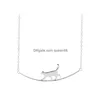 Hänge halsband mode 925 sier pläteringskedja halsband klavikel söt böjd djur promenad katt droppleverans smycken hängen dhclf