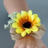 Brosches Mori Wedding Bride and Groom Corsage Simulation Sunflower Bridesmaid systrar handledsblommamöte H1314