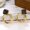 Dangle Küpeler Vintage Eşsiz Bükülmüş Metal Damla Kadınlar Geometrik Black Hollow Yuvarlak Alaşım Boho Takı Hediyesi