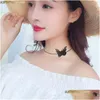 Sautoirs Blanc / Noir Dentelle Papillon Collier Charme Ras Du Cou Bijoux Pour Femmes Accessoires En Gros Été Amour Drop Delivery Necklac Dh5B4