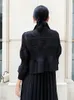 Vestes pour femmes Miyake Plissé Col Polo Cardigan Veste Mode Coréenne Costume Décontracté Manteau Court Lâche Simple Solide Femmes Tops Designer