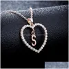 Pendant Necklaces 26 Letters Heart Love Crystal Necklace Women Sier Gold Chain Cubic Zirconia Personal Ideas Luxury Pandent Fashion Dh1Yu