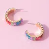 Stud Earrings Fahion Multi-Color Crystal Rhinestone Glass C-Shaped For Girl Women Geometric Wedding Party Jewelry