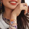 2023 Été 925 Stering Argent Tie-dye Double Lien Orange Lien Coeur Violet Connecteur Charm Fit Original Pandora Me Bracelet Bijoux DIY