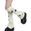 Women Socks Kawaii Knit For Casual Star Print Baggy Goth Knee High Boot Cuffs Winter Warm Slouch