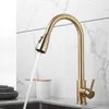 Rubinetti da cucina Rubinetto per lavello in oro spazzolato estraibile 360 Girevole girevole Rubinetto monocomando e miscelatore per acqua fredda