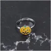 Ringar Halloween Essential Gift Pumpkin Open Ring Alice in Wonderland For Women Men Creative Simple Design Wholesale Jewelry DHFBI