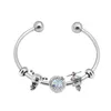 Charm Bracelets Silver Color Quality Moments Open Bangle Pave Caps With Cubic Zirconia Bracelet Fit Bead Pandoraer Jewelry