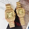 С бриллиантовым танком -квадратом мужские часы Luxury Watch Gold Quartz Designer Watch Montre de Luxe Watches for Men Caijiamin Dhgate Высококачественные наручные часы.