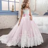 Vestidos de niña, vestido largo de flores de encaje para niñas, vestido de princesa para niños, fiesta de boda, ropa de Navidad para niños, Vestidos para Acción de Gracias