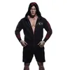 Mens Hoodie Embroidered Fitness Sweaters Cardigan Zipper Coat Plus Velvet Training Plus Large Size Loose Sportswear