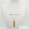 Pendant Necklaces Simple Classic Feather Long Sweater Chain Statement Jewelry Choker Necklace For Women Girls Drop Delivery Pendants Dh8Hx