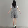 Kobiety Jumpsuits Rompers japońskie swobodne damskie w paski bez rękawów bez pleców luźne bawełniane bawełniane plamki do retro w rozmiarze