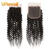 Cheveux en vrac Upermall 34 faisceaux humains brésiliens crépus bouclés avec Clre Transparent 4x4 dentelle et faisceau de tissage 10A doux 230621