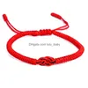 Bracelets De Charme À La Main Amour Noeud Chanceux Prière Ethnique Rouge Noir Tibétain Bouddhiste Corde Tressée Bijoux Pour Hommes Femmes Armure Bracelet Dhbfi