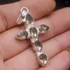 Pendentif Colliers Gemstonefactory Bijoux Grande Promotion Unique Unique 925 Argent Croix Goutte Fumée Topaze Femmes Dame Collier 20230231