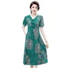 Vestidos casuais 2023 Vestido longo de verão feminino de tamanho grande mama impressão qipao vestido tendência velha senhora elegante cheongsam solto