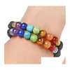 Perline fatte a mano 7 chakra albero della vita fili di fascino bracciali pietre laviche Mticolor perline braccialetto di corda per donna uomo regalo goccia Deliv Dhuzd