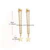 Dangle Chandelier Tassel Star Design Earrings Gold Color Chain Angle Long Statement Ear For Women Elgant Girls Wholesale J Dhc9U
