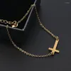 Bangle 18k guldpläterad rostfritt stål korshänge armband charm religiös högkvalitativ smycken grossisttrend