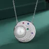 Naszyjniki wiszące 2023 Biała perła kolorowy kryształowy naszyjnik księżyc okrąg