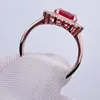 Klusterringar verkliga laboratorium växande rubin oval snitt inte naturlig ring röd ädelsten silver 18k rosguld pläterad justerbar för kvinnor