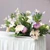 Fiori decorativi Viola chiaro Simulazione Combinazione di fiori Oggetti di scena per matrimoni Fila di seta Guida per la tavola Disposizione delle decorazioni Bouque