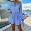 Damskie dresy mody Lapel Single Beded Shirt Shorts Shorts 2pc Set Set Summer Striped Druku