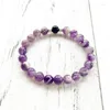 Strand Purple Quartz And Black Onyx Bracelet Wrist Mala Beads Protection Master Healer Fashion Yoga Keep Balance