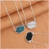 Pendant Necklaces New Design Geometric Druzy 14 Colors Gold Sier Plated Geometry Stone Necklace For Elegant Women Girls Fashion Drop Dhfxc