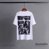 Designer Luxury Summer Off Classic T Shirt Oil Målning jungfru Mary Tape 99 Fashion Mens and Womens Loose Round Collar White Black Tee 3CZ0