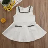 Roupas conjuntos de roupas canis outono primavera fofa criança garotinha menina longa manga de retalhos de linho de linho casaco top tutu vestido de festa roupas 2pcs 1-6y