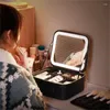 Cosmetic Bags Women LED Light Bag Mirror Case Travel Vanity Large Capacity Portable Makeup For