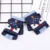 Winter Children Warm Half Finger Clamshell Gloves Cute Kids Cartoon Knitted Gloves Baby Glove