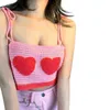 Serbatoi Xingqing y2k Kawaii Camis 2022 T-shirt crop senza maniche a forma di cuore da donna Canotta dolce lavorata a maglia San Valentino Abbigliamento P230526