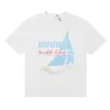 Designer modekläder T-shirt t-shirt 2023 New Rhudeyachtclub Yacht Club tryckt dubbelgarn kortärmad t-shirt för män kvinnor feta trendiga män bomull Streetwear till