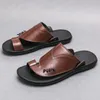 Pantofola di design di marca di lusso per sandali infradito da uomo Sandali Scarpe Pantofole estive Sandali da spiaggia per il tempo libero per hotel in vera pelle