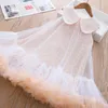 Girl Dresses Children Neck Bow Dress 2023 Summer Tutu Princess Korean Tulle Sequin Frock Party For Kids Clothes